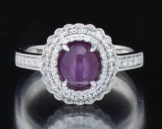 No Heat Ruby Star Ruby and Diamond Ring, GIA Report 