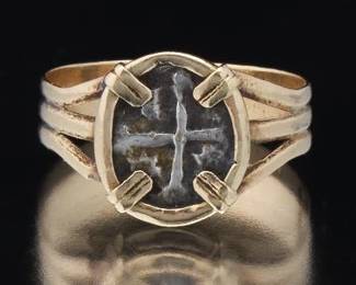 Ladies Golds and Antique Silver Coin Ring 