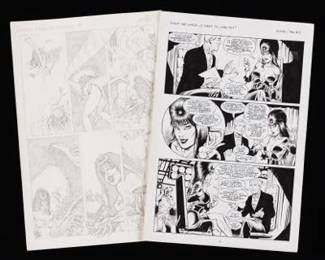Two Elvira Comic Book Page Illustrations