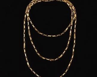 Ladies Gold Square Link Necklace 