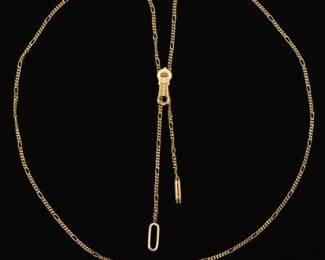 Ladies Novelty Italian Gold Zipper Slider Long Lariat Chain Necklace 
