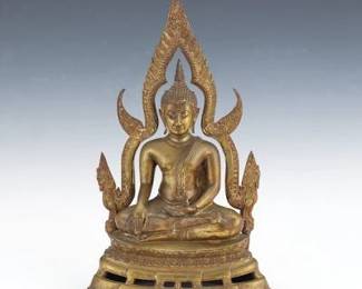 SouthEast Asia Seated Bronze Buddha Statue in Bhumisparsha Mudra