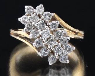 Ladies Diamond Waterfall Diamond Ring 