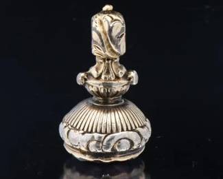 Vintage Gold, Silver, and Amethyst Intaglio Fob 