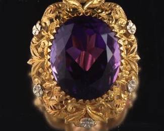 Ladies Amethyst and Gold Cocktail Pendant 