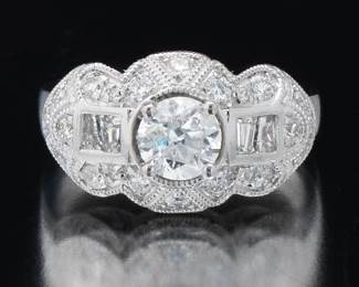 Platinum and 1.67 Carat Diamond Ring 