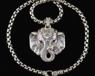 Jai Sterling Silver Necklace and Elephant Pendant 