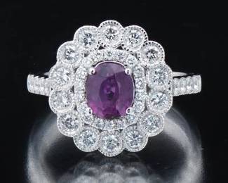 Unheated Kashmir Sapphire and Diamond Ring 