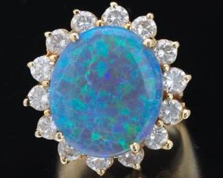 Impressive Black Opal and Diamond Cocktail Ring 