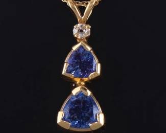 Ladies Tanzanite and Diamond Pendant on Chain 