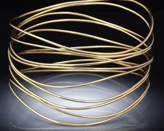 Tiffany Co. Elsa Peretti 18K Gold NineRow Wave Bangle 