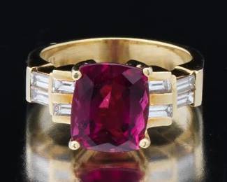 A Beautiful Rubellite and Diamond Ring 