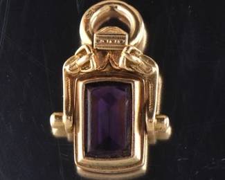 Vintage Gold and Amethyst Fob 