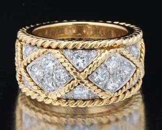 Ladies Gold and Diamond Fashion Band, in Buccellati Etoilee Style