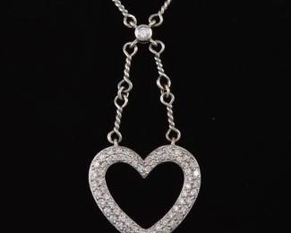 Ladies Gold and Diamond Heart Pendant Necklace 