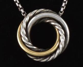 David Yurman Sterling Silver and Gold Necklace 