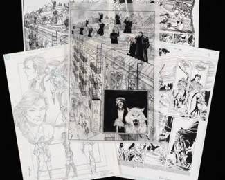 Group of DC and Marvel Comics Illustration Art