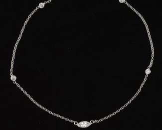 Marquis Cut Diamond and Round Cut Diamond Necklace 