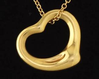 Tiffany Co. Elsa Peretti 18K Gold Small Heart Slider on Chain 