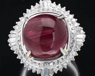 Ladies Cats Eye Tourmaline and Diamond Ring 