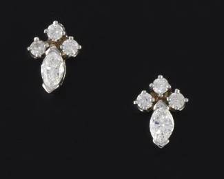 Ladies Pair of Gold and Diamond Ear Studs 