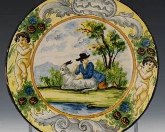 Rare 18th Century Majolica Plate, ca. 1725 Attributed to Francesco Grue