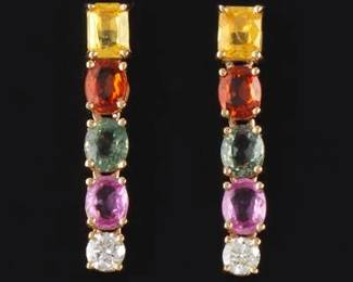 A Pair of Fancy Sapphire and Diamond Earrings 