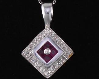 Ladies Gold and Ruby Pendant 