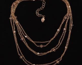 Ladies 18K and Diamond Fancy Links Double Strand Necklace 