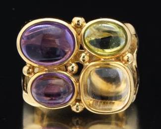 Ladies RAJOLA Gold and Gem Stones Ring 