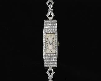 Ladies Art Deco Platinum And Diamond Wrisrtwatch