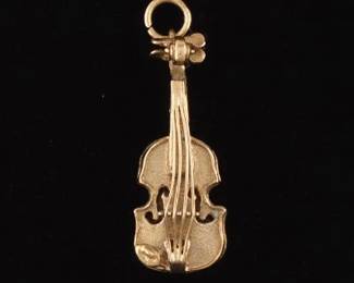 Vintage Gold Violin Charm Pendant 
