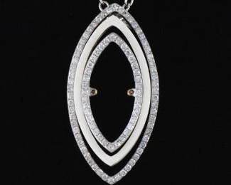 Ladies Gold, Diamond and White Onyx Pendant on Chain 