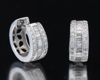 LeVian Pair of Gold and Diamond Huggies 