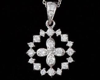 Ladies Gold and Diamond Pendant on Chain 