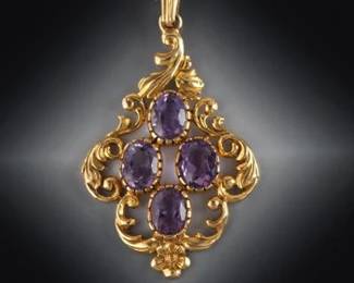 English 9k Gold and Amethyst Pendant 