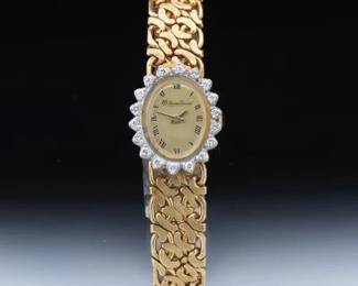 Lucien Piccard Gold and Diamond Watch Bracelet 