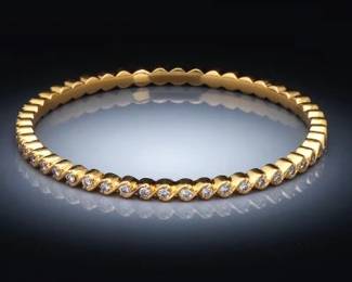 Hing Carat Solid Gold and Diamond Bangle 
