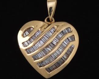 Ladies Gold and Diamond Heart Pendant 