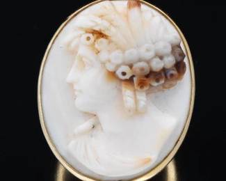 Vintage Carved Coral Cameo Mounted in a Ring 