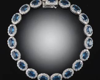 Classic Platinum Sapphire and Diamond Bracelet 
