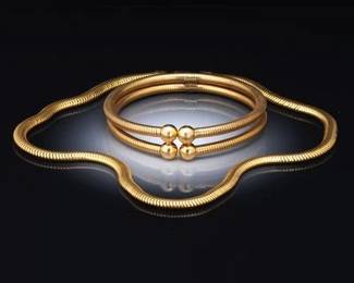 Ladies Forstner Gold Filled Snake Necklace and Double Flex Bracelet 