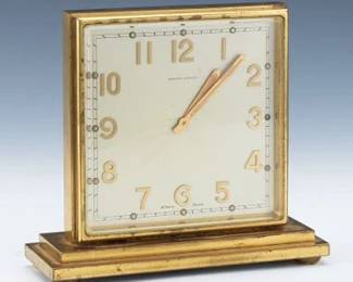 Hardy Hayes Pittsburgh Art Deco Style DOre Bronze Double Dial Table Top 8 Days Swiss Mechanical Clock 