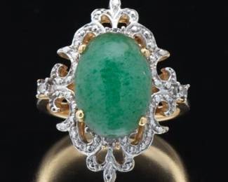 Ladies Gold, Serpentine and Diamond Ring 