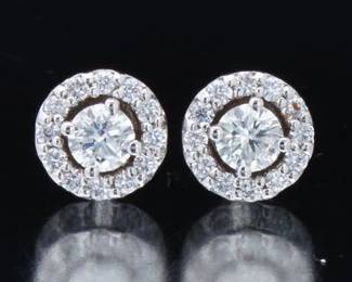 A Pair of Gold and Diamond Cluster Earrings 