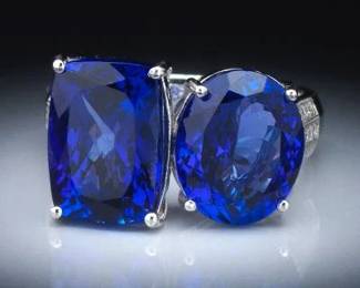 Ladies 10.91 Carat Tanzanite and Diamond Ring 