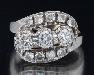Ladies Gold and Diamond Bypass Ring 