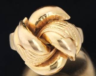 Ladies Vintage Gold Organic Design Dome Ring 