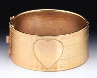 Ladies LUSTERN Retro Gold Filled Wide Cuff Bracelet 