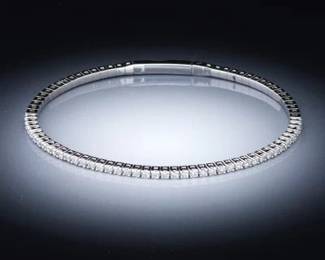 Ladies White Gold and 1.16 Carat Diamond Bangle Bracelet 